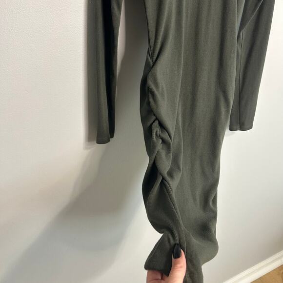 Michael Stars Olive Green Jordan Mini Bodycon Long Sleeve Dress Size Medium - Picture 3 of 7